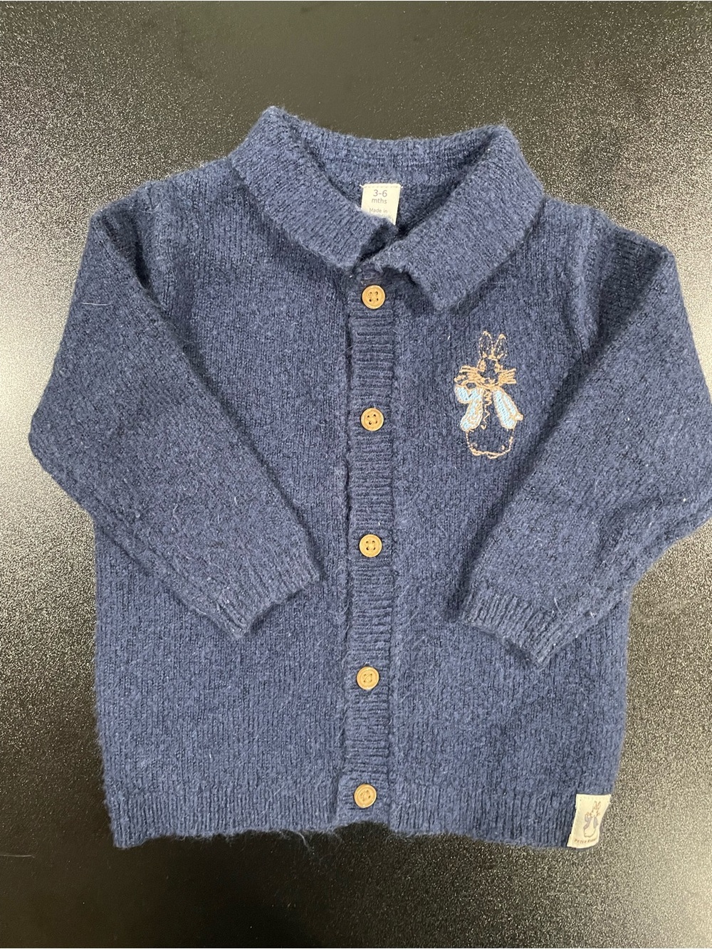 Marks & Spencer Navy Blue Cardigan with embroidered Peter Rabbit fits 3-6 mo.🐰